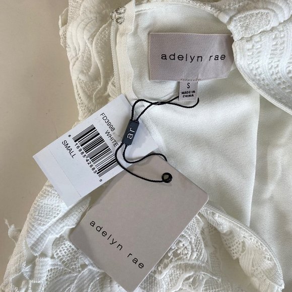 NEW ADELYN RAE Shift Lace Floral Midi White Adrian Dress Size Sm $128 Back Zip - Picture 6 of 9